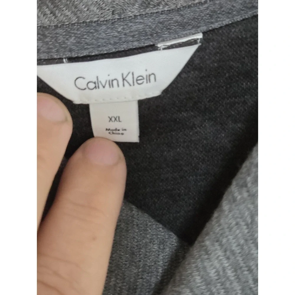 Calvin Klein Sweater Mens 2XL Gray Shawl Collar Button Pullover Knit Lightweight - Picture 5 of 8